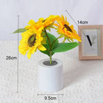 veilleuse rechargeable tournesol fleur jaune feuilles vertes deco moderne chambre table led