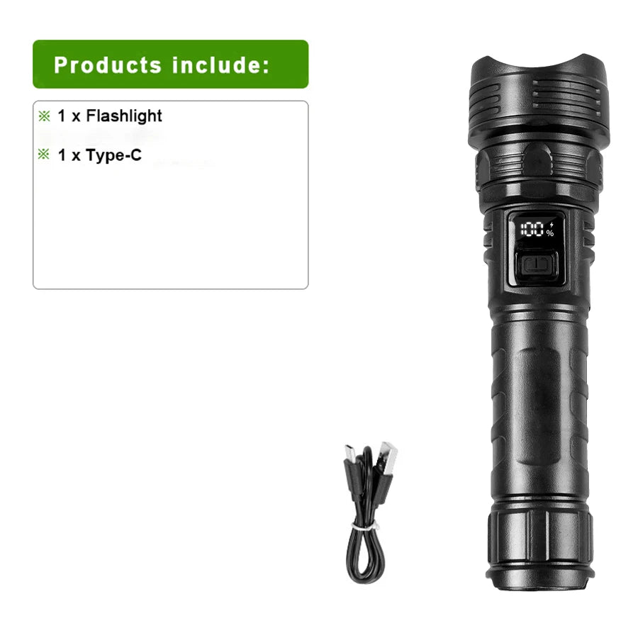 lampe poche rechargeable led laser 30w zoom portable camping hunting fishing