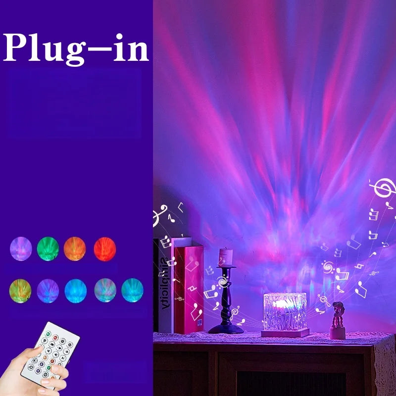 lampe projection effet aurore bleu violet vert moderne télécommande veilleuse chambre coucher