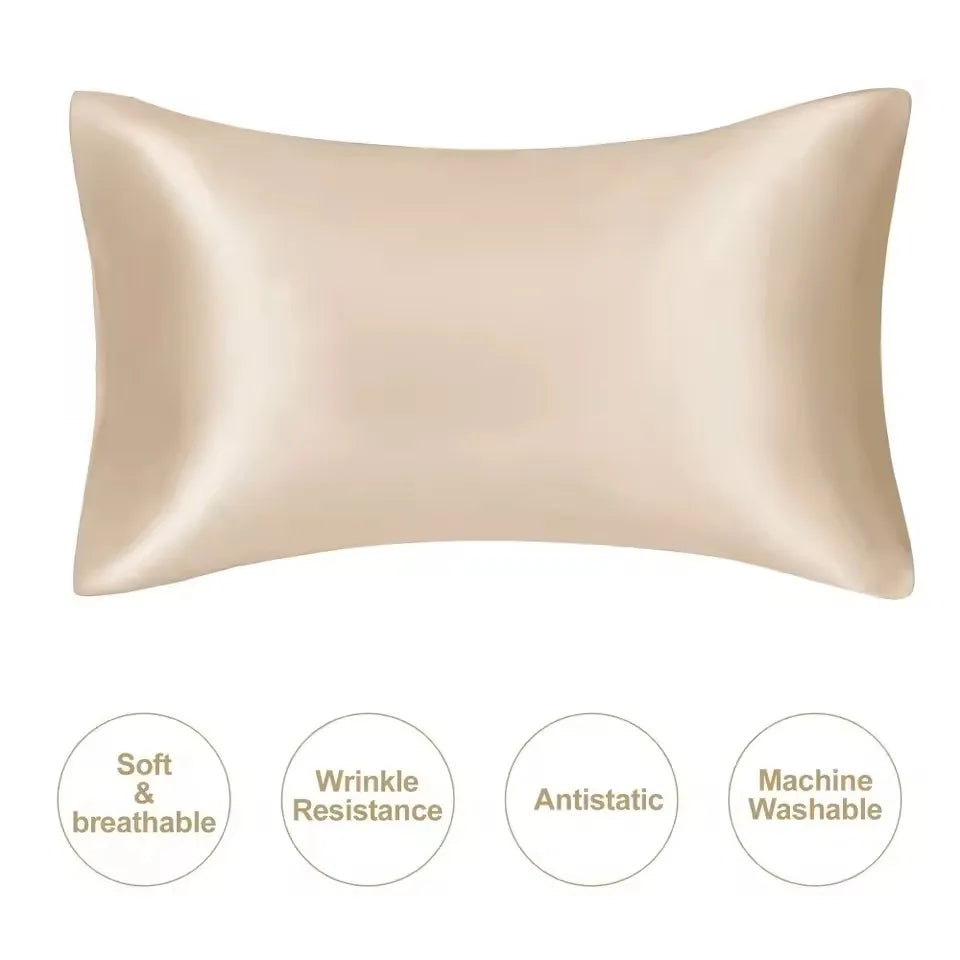 protège oreiller satin rose pâle moderne confortable lit soie douce lisse opaque couple beauté