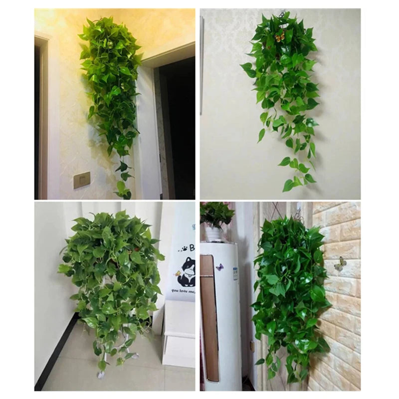 plante artificielle feuilles vertes brillantes moderne 105cm accroches extérieur décoration verte vigne intérieureextérieur