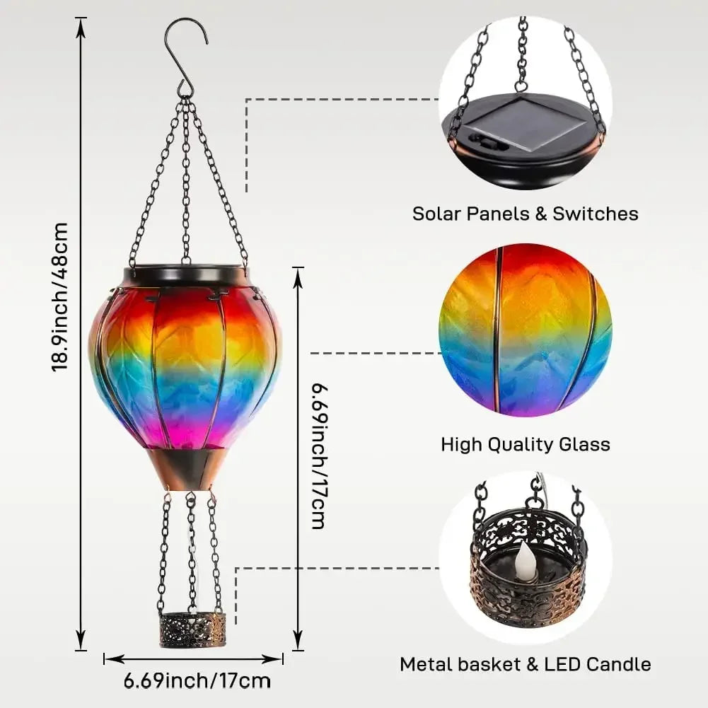 Lanterne multicolore ballon air chaud solaire LED feu clignotant anniversaire mariage événementextérieur