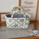 panier rangement pliable polyester toile jouy vintage blanc carreaux romantique portable respectueux environnement