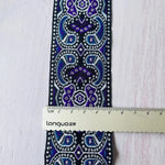 ruban polyester largeur 5cm motifs fleurs broderies couleurs noir bleu vert orange élégant rideaux