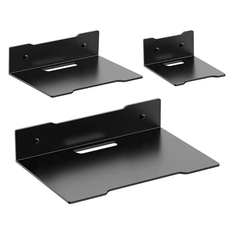 étagère murale moderne acier inoxydable plaque fixation prise cache livres plantes diffuseur huiles essentielles