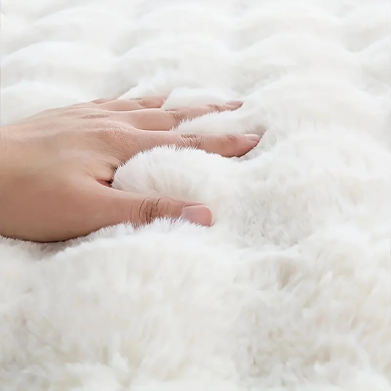 tapis blanc moderne peluche douce imitation fourrure salon chambre décoration maison
