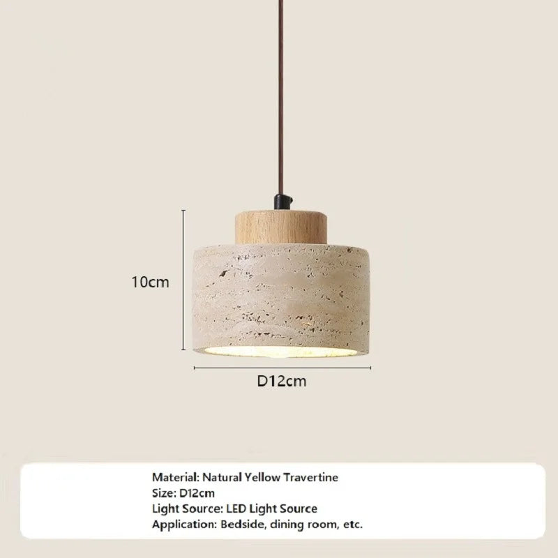 lampe suspendue moderne minimaliste pierre beige brun texture naturelle câble noir salon chambre principal
