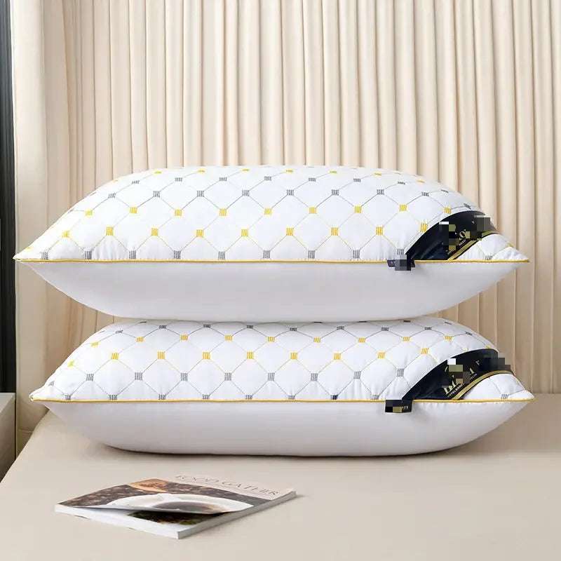 oreiller motif géométrique blanc gris jaune polyester moderne literie dormir protection cervical