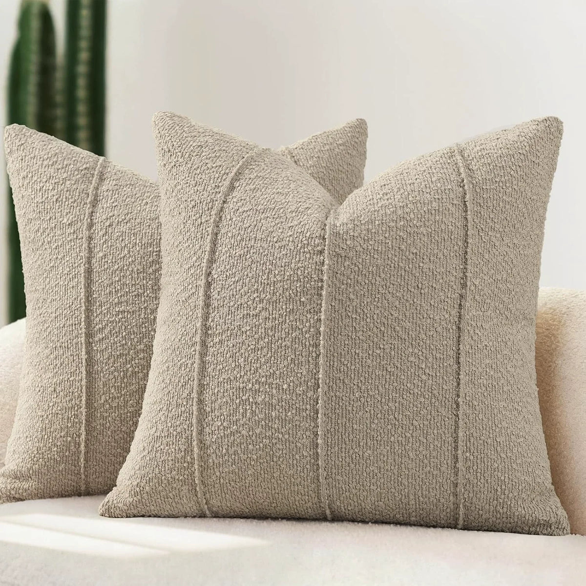 taies d'oreiller polyester texturées beige clair modernes respectueuses environnement opaques maison