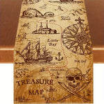 nappe décorative pirate motifs cartes trésor fleurs tournesol citrouilles automnale rustique