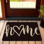 tapis d'entrée moderne noir beige lettre cœur tapis antidérapant salon chambre bain polyester