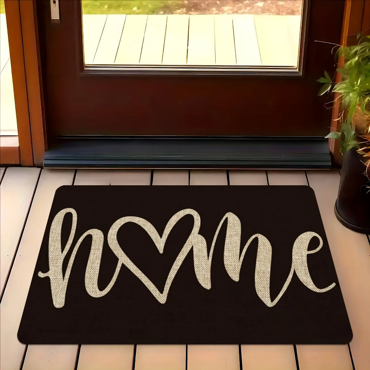 tapis d'entrée moderne noir beige lettre cœur tapis antidérapant salon chambre bain polyester