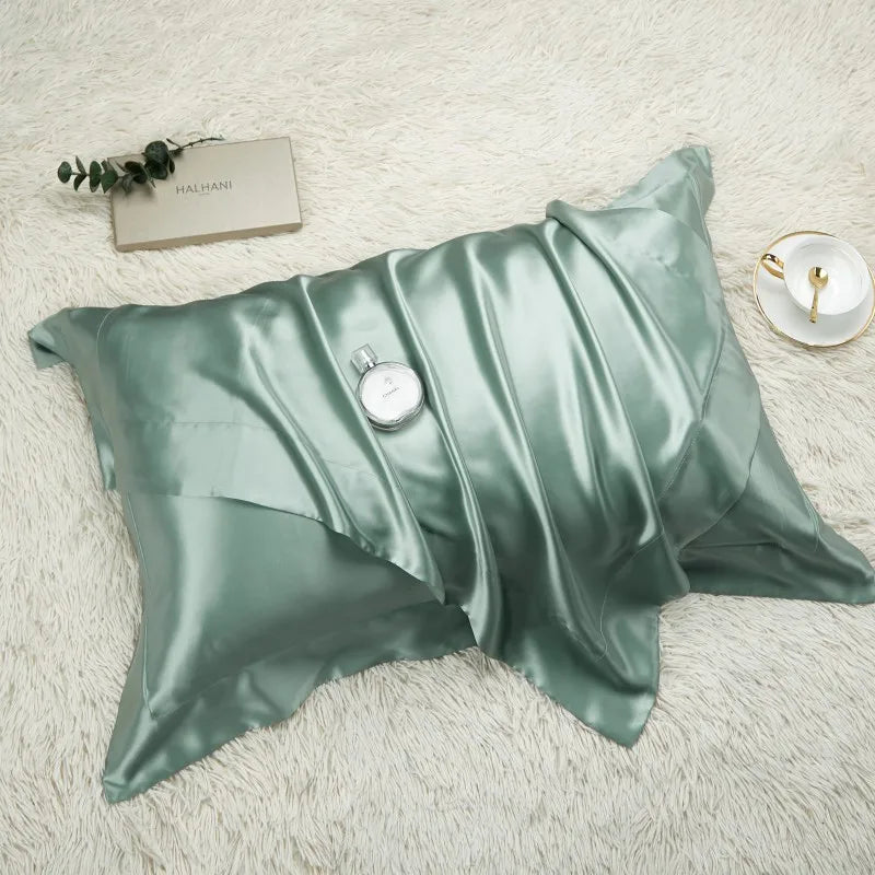 taies d'oreiller soie 100% solides élégantes quatre saisons bébés maternité bleu marine turquoise vert