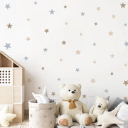 stickers muraux étoiles couleur bleu rose beige chambre enfant décoration douce poétique mat aspect