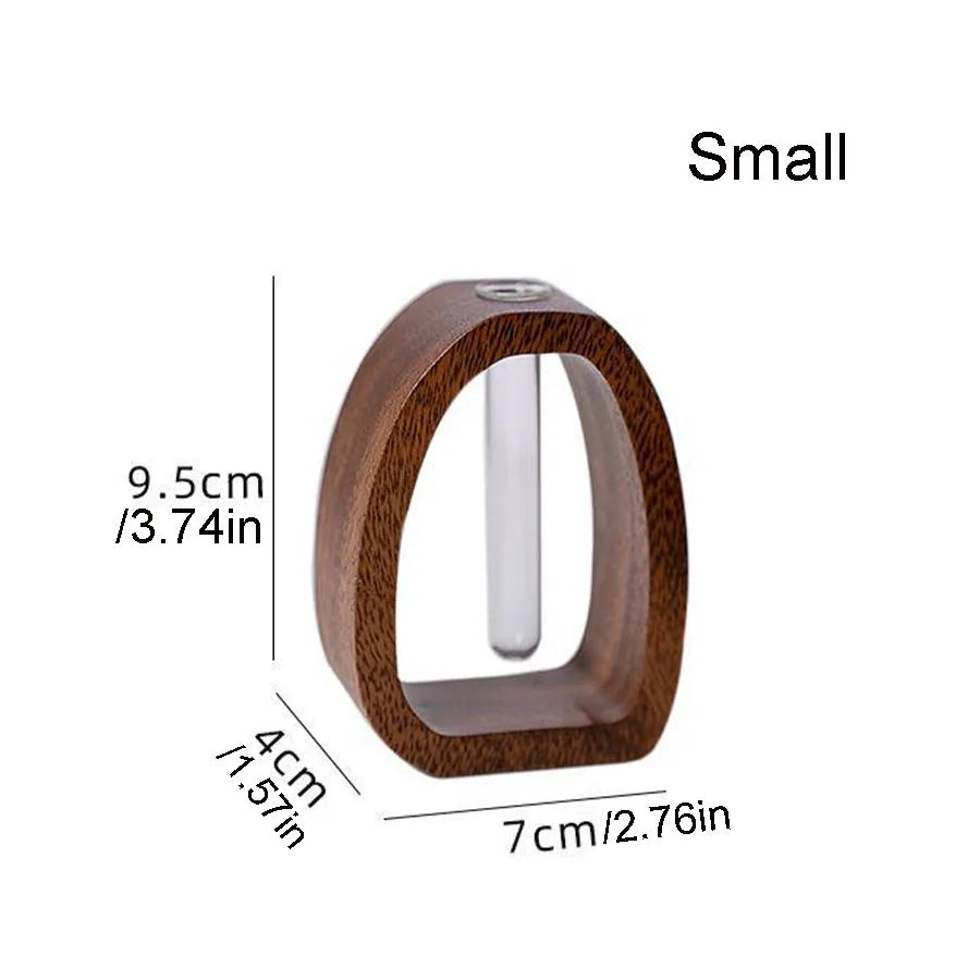 vase hydroponique verre transparent bois marron minimaliste moderne japonais fleurs feuilles théière tasse