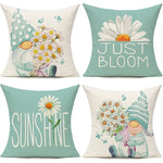 taies d'oreiller décoratives gnome fleurs blanc jaune cartoon motif floral non toxique respectueux environnement