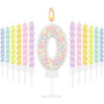 bougies anniversaire numérotées colorées spirales métalliques sucrées décoratives violet rose vert jaune blanc