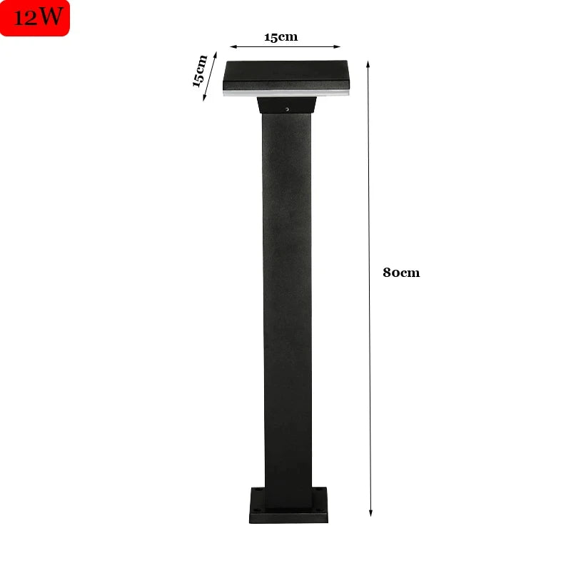 lampe sol moderne éclairage public led étanche ip65 noir base carrée câble électrique flux