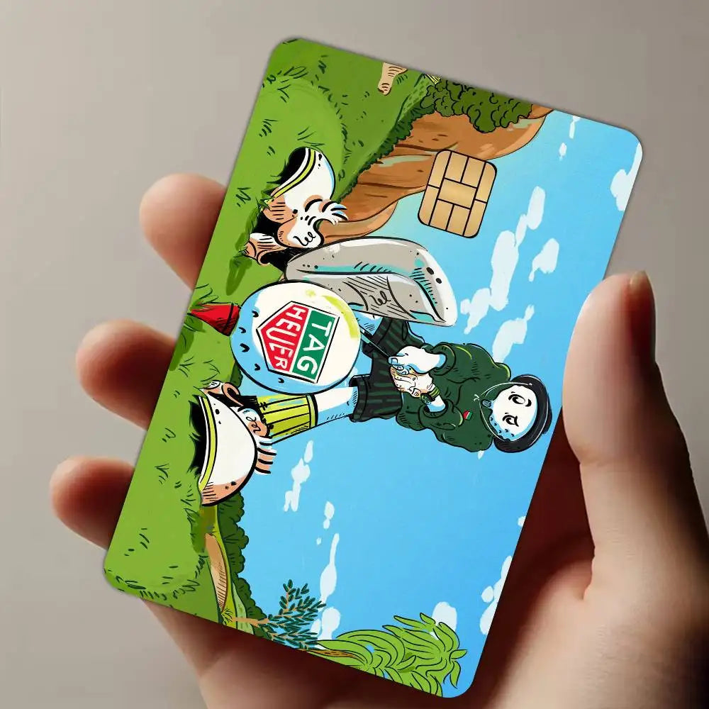 autocollant carte crédit protection personnalisable moderne imprimé floral vert bleu