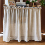 rideau court japonais beige texture lin opacité ruban noir maison 40x60cm 60x90cm 60x120cm 70x120cm