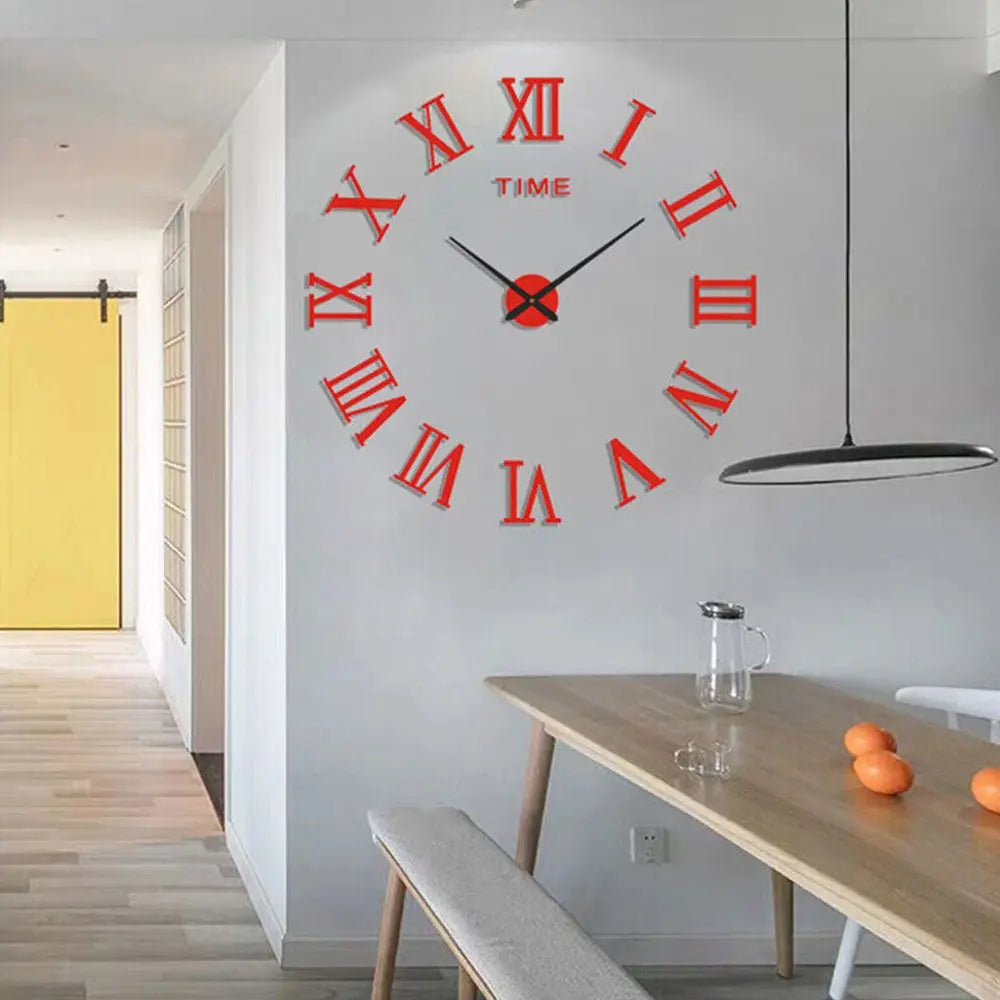 horloge murale moderne or noir numéros romains adhésive opaque chambre