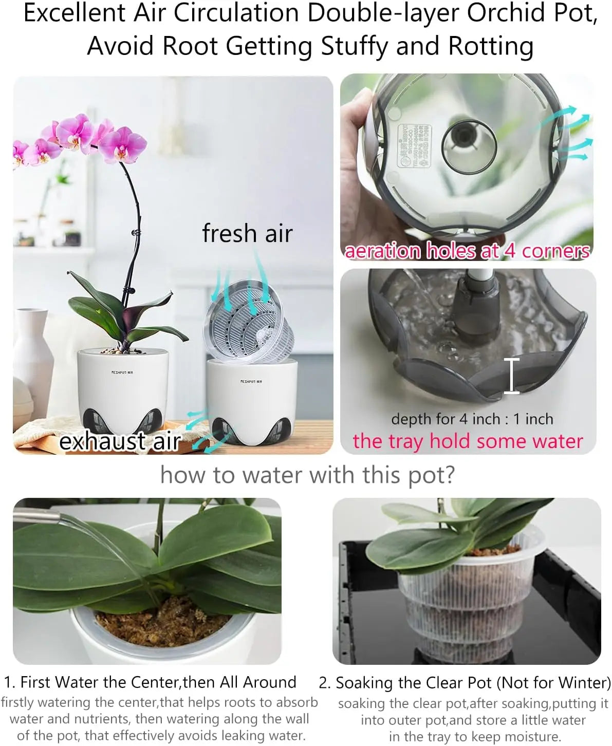 pots orchidées moderne transparent blanc orchidées fleurs intérieur ressort remontée plantes vertesDecorationintérieur