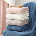 serviette bain coton biologique texture tissée rayures horizontales douce clips serviette