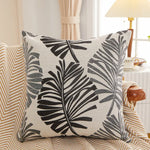 housse coussin carré feuilles palmier polyester coton moderne bleu vert gris rouge nouvelle année