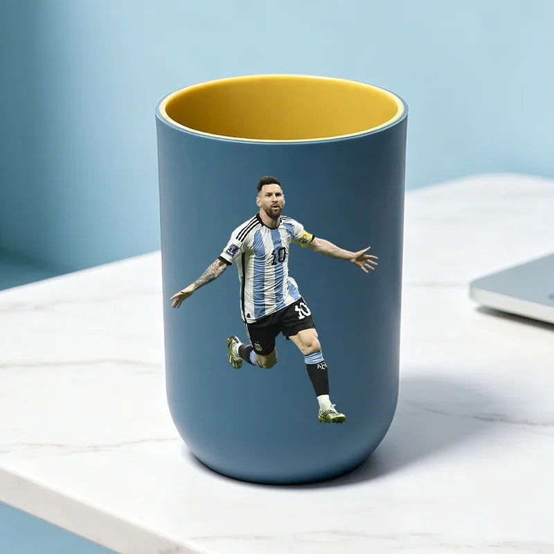 tasse unisexe moderne messi football bleu clair tasse eau brosse dents salle bain ornement
