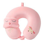 coussin voyage forme mousse mémoire forme animaux ours dinosaure poisson licorne boutons masque yeux