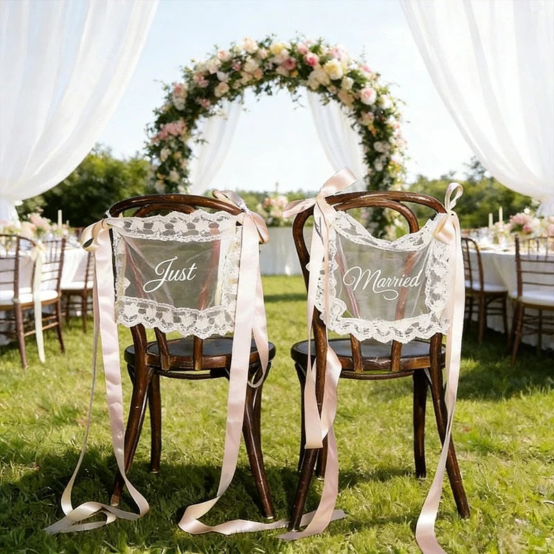 décoration mariage chaises rubans dentelle satin romantique événement anniversaire fiançailles