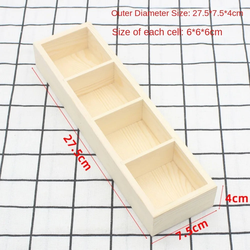 boîtes compartiments bois naturel minimaliste compartiments divisés grain bois rangement rustique tri articles divers
