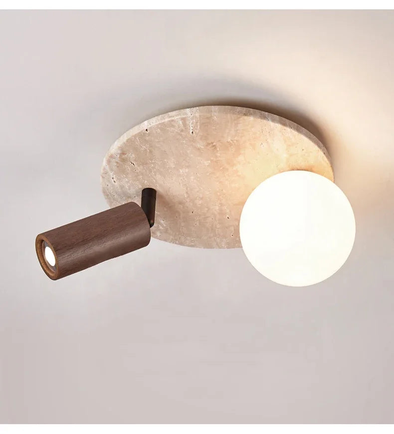 Lampe moderne bois naturel pierre beige interrupteur tactile 249 2000 flux lumineux