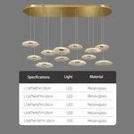 suspension lumineuse contemporaine transparente dorée ajourée salon restaurant led 4000k 3000k 6000k