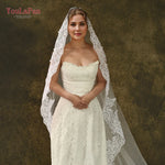 voile mariée blanc dentelle bordure unique classique femme mariage élégant monocouche dài luxueux fixe