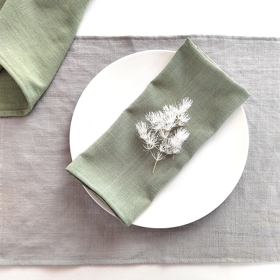 serviettes table coton lin vert bleu rouge gris minimaliste réutilisable 30x45cm festive mariageextérieur