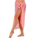 sarong plage rose clair noir vert polyester moderne franges décontracté
