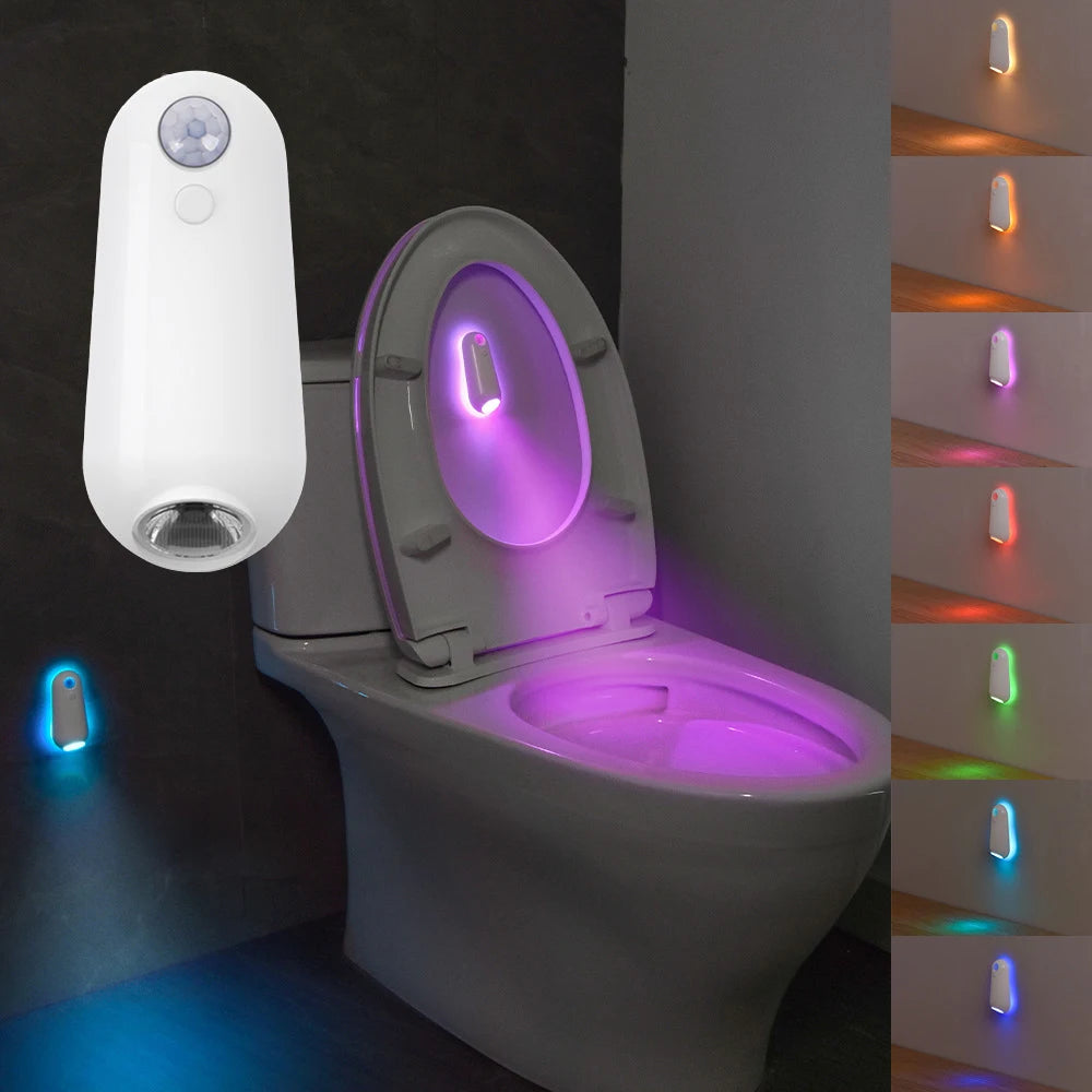 veilleuse lampe toilette animal compagnie blanc moderne adhésif sensor boutons charge rechargeable led movement