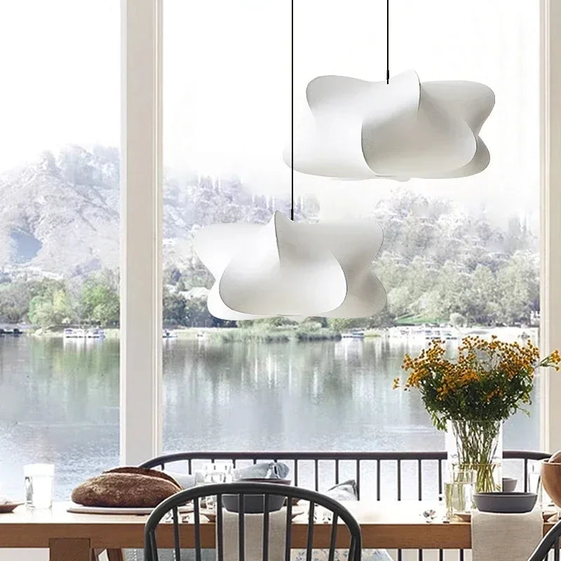 Suspension lumineuse moderne soie blanc ondulée salon 2000 82000 lumens 90 260V