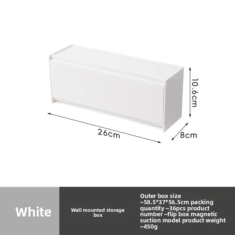 boîte rangement murale adhésive moderne compartimentée écouteurs montres lunettes blanc noir