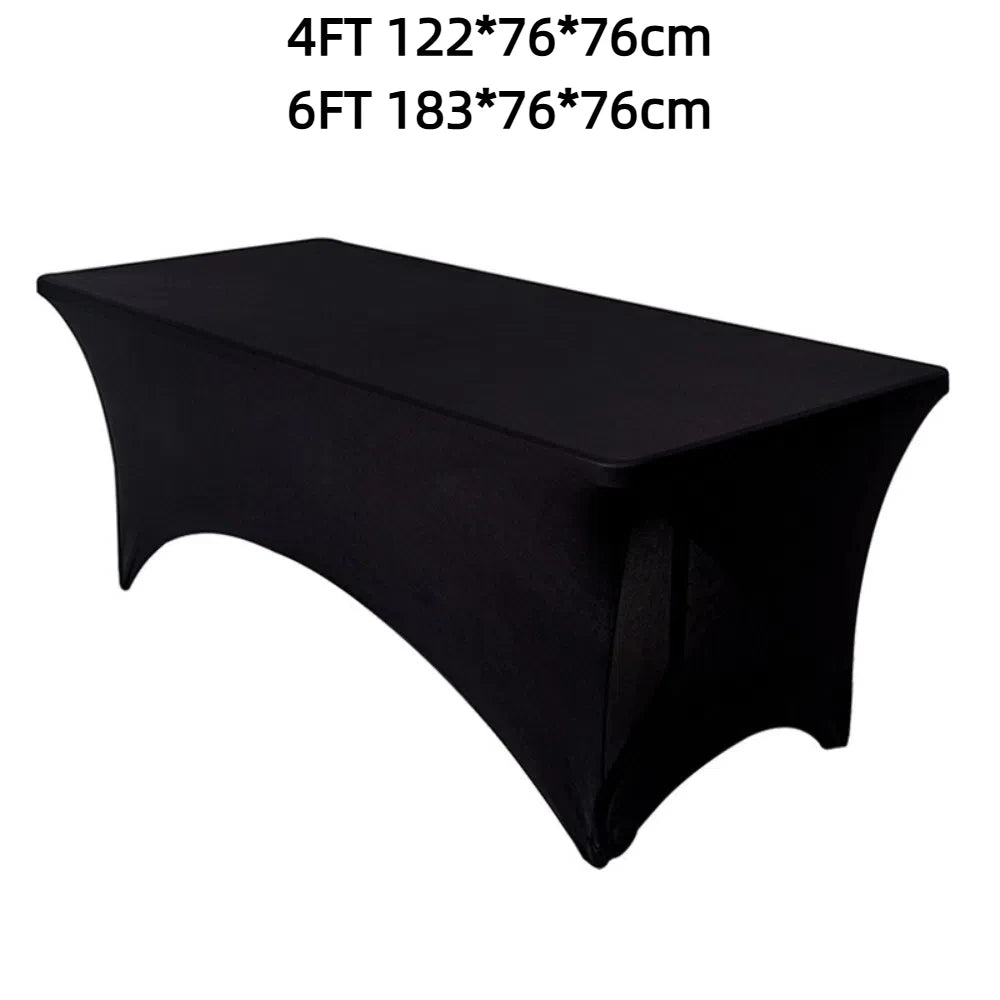 housses table réutilisables 100% polyester couleur noir blanc moderne adhésive 4ft 6ft uni opaque