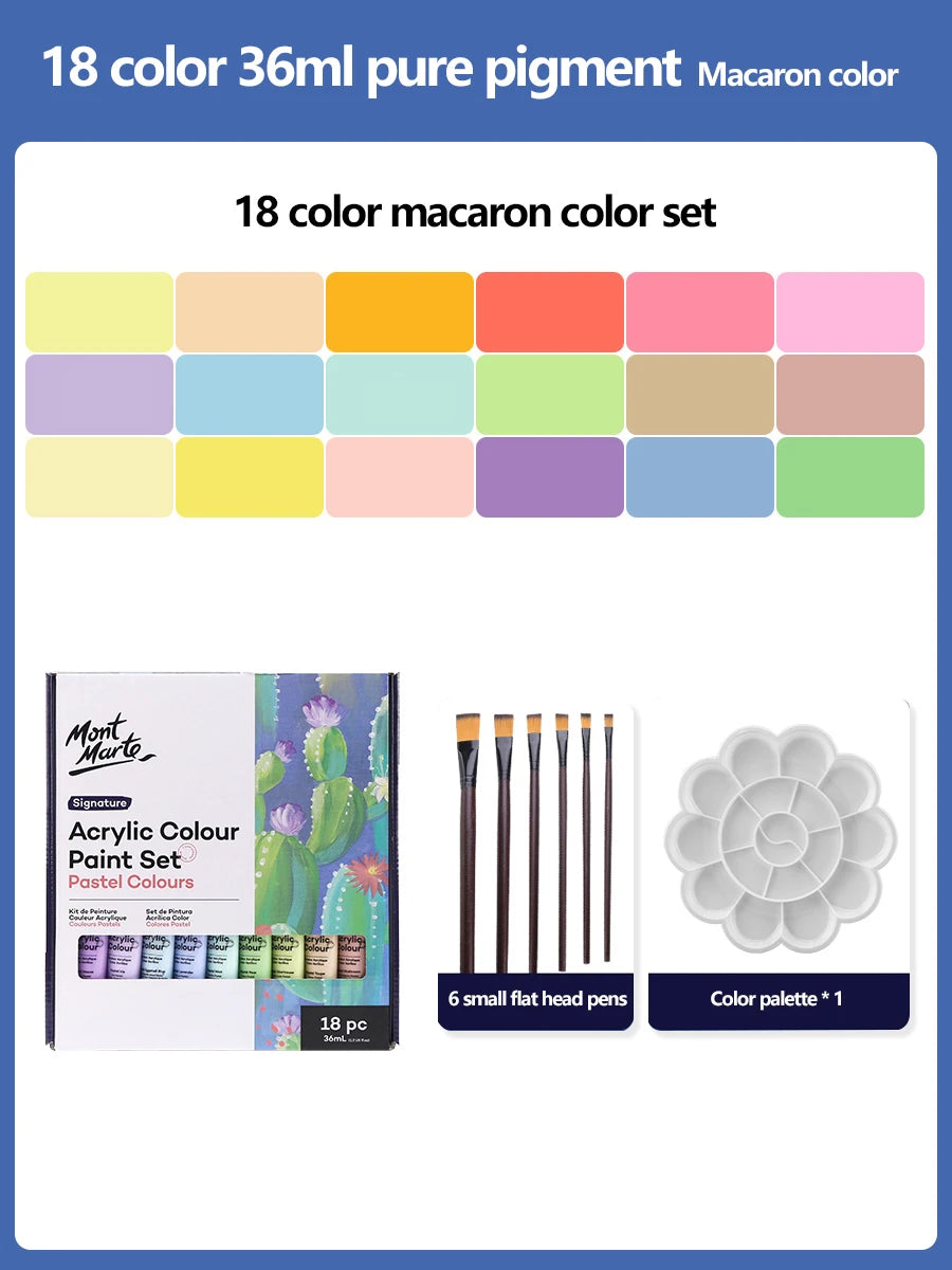 Peinture acrylique kit 24 couleurs palette pinceaux medium auto apprentissage pratique