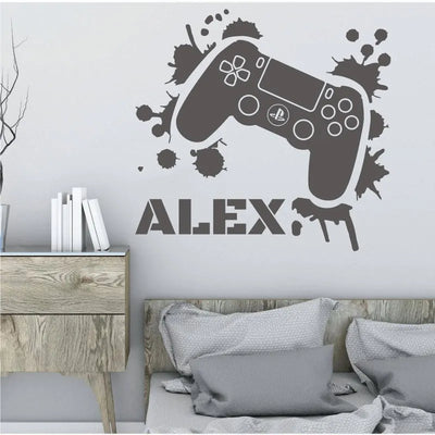 Autocollant mural personnalisé avec nom brodé sur mur de salle de jeux