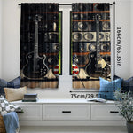 rideau noir guitares haut parleurs americain polyester moderne graphique 100cm 200cm