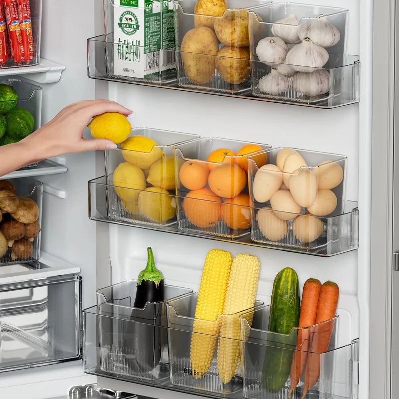 boîtes rangement fruits légumes transparentes modernes minimalistes ridées intérieurement praticité esthétique cuisine