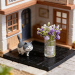 bouquet fleurs violet rose blanc verre transparent vase minimaliste decoration intérieure artificiel simple