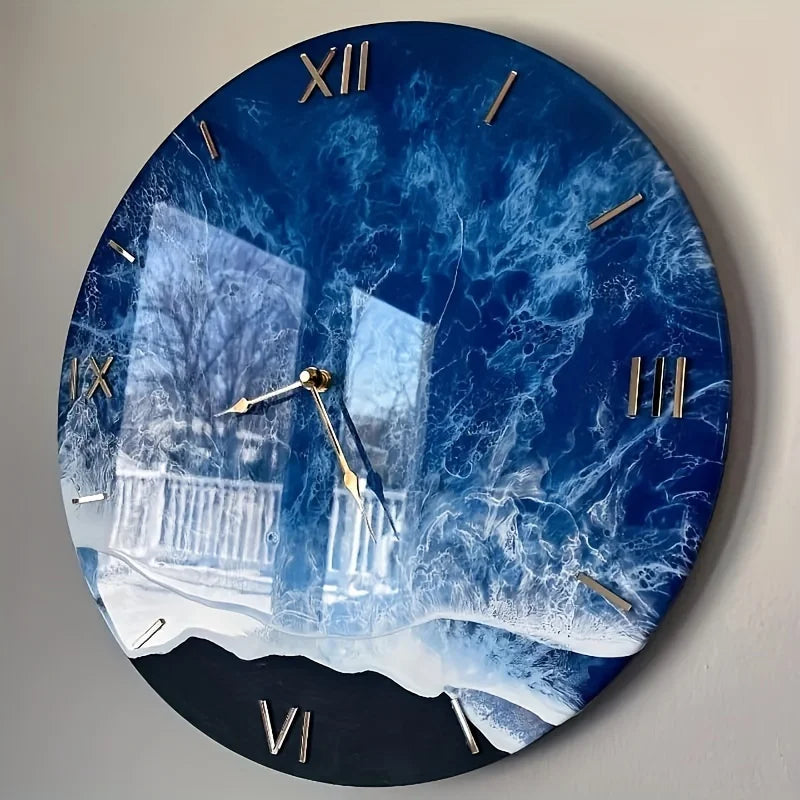 moule silicone horloge murale décoration maison motifs abstraits sable coquillages incrustés résine contemporaine artisanat
