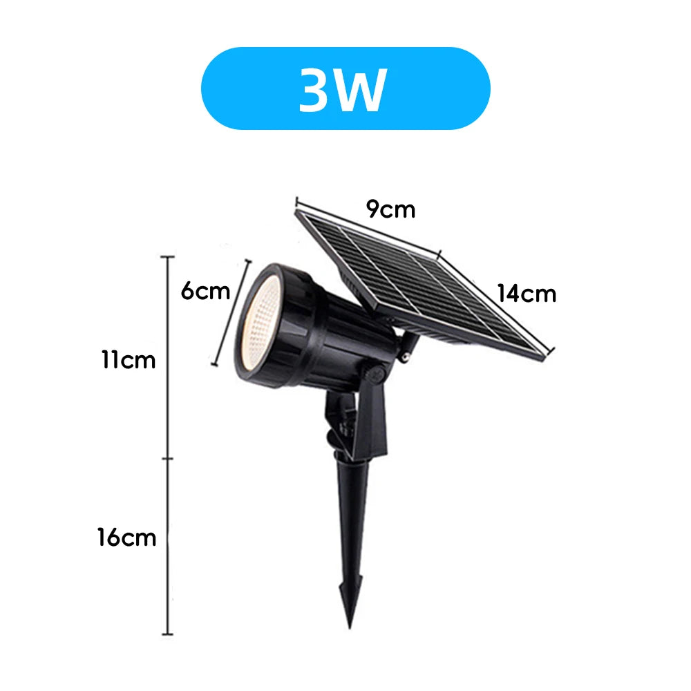 projecteur solaire led 10w 3w rgb noir moderne étanche ip65extérieur jardin cour chemin