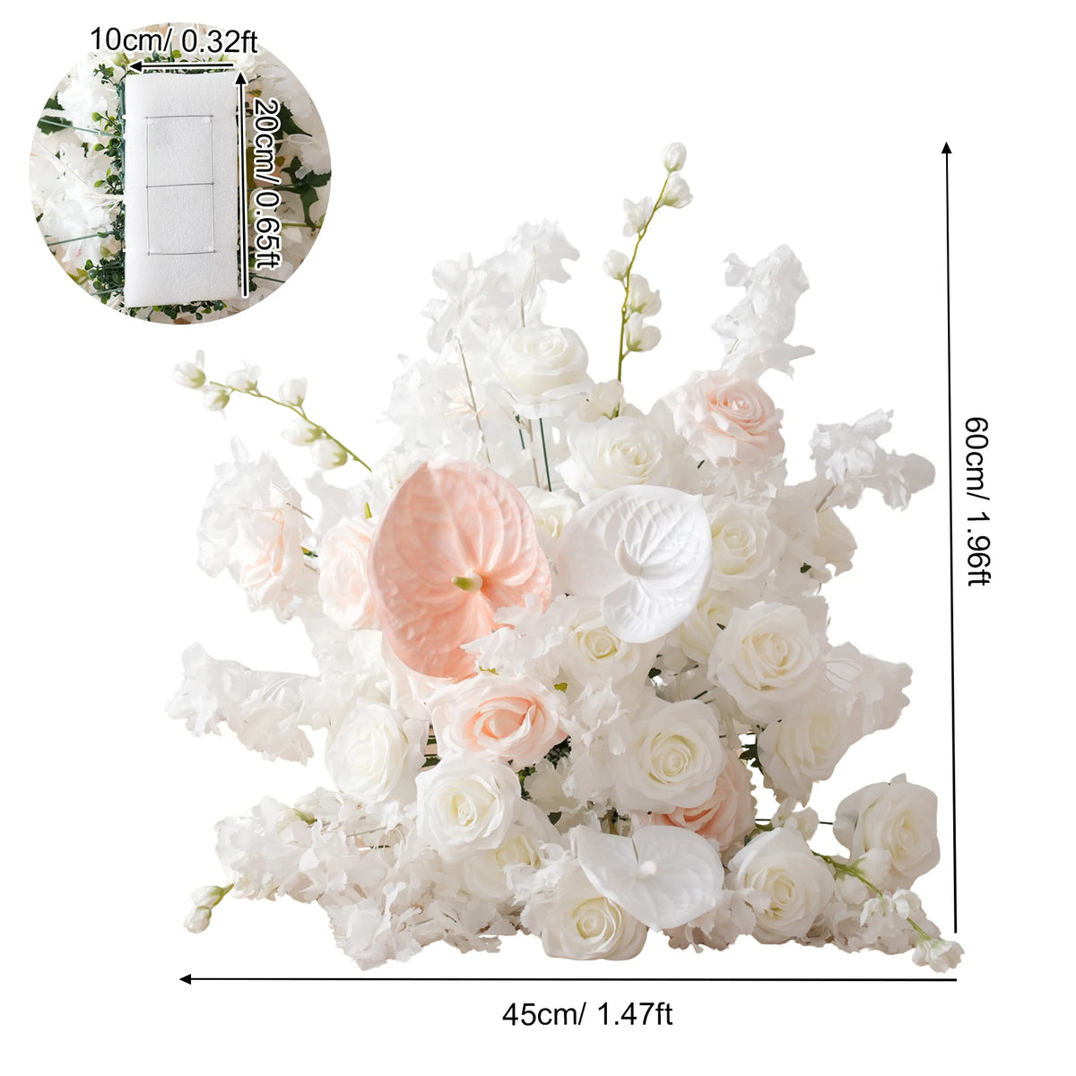 arche fleurs artificielles blanc rose pâle romantique decoration mariage anniversaire fete exterieur