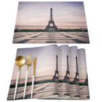 serviettes table imprimées tour eiffel fleurs cerisier moderne rose gris beige